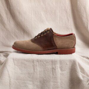 Vintage 90s Cole Haan Suede Saddle Oxford Brogue Shoes Tan Brown 10M Prep Trad